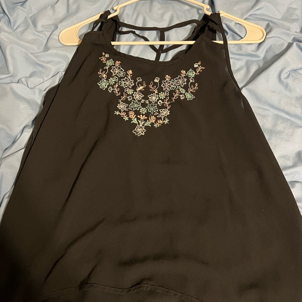 Black Embroidered Women's Top